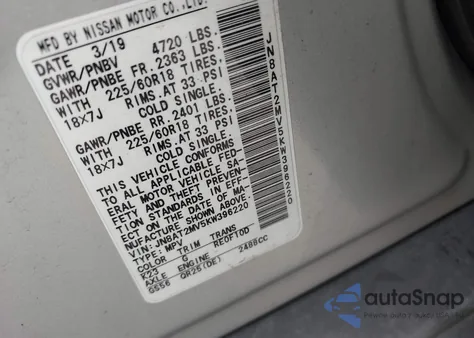 2019 Nissan Rogue Sv z USA, uszkodzony, nr VIN JN8AT2MV5KW396220